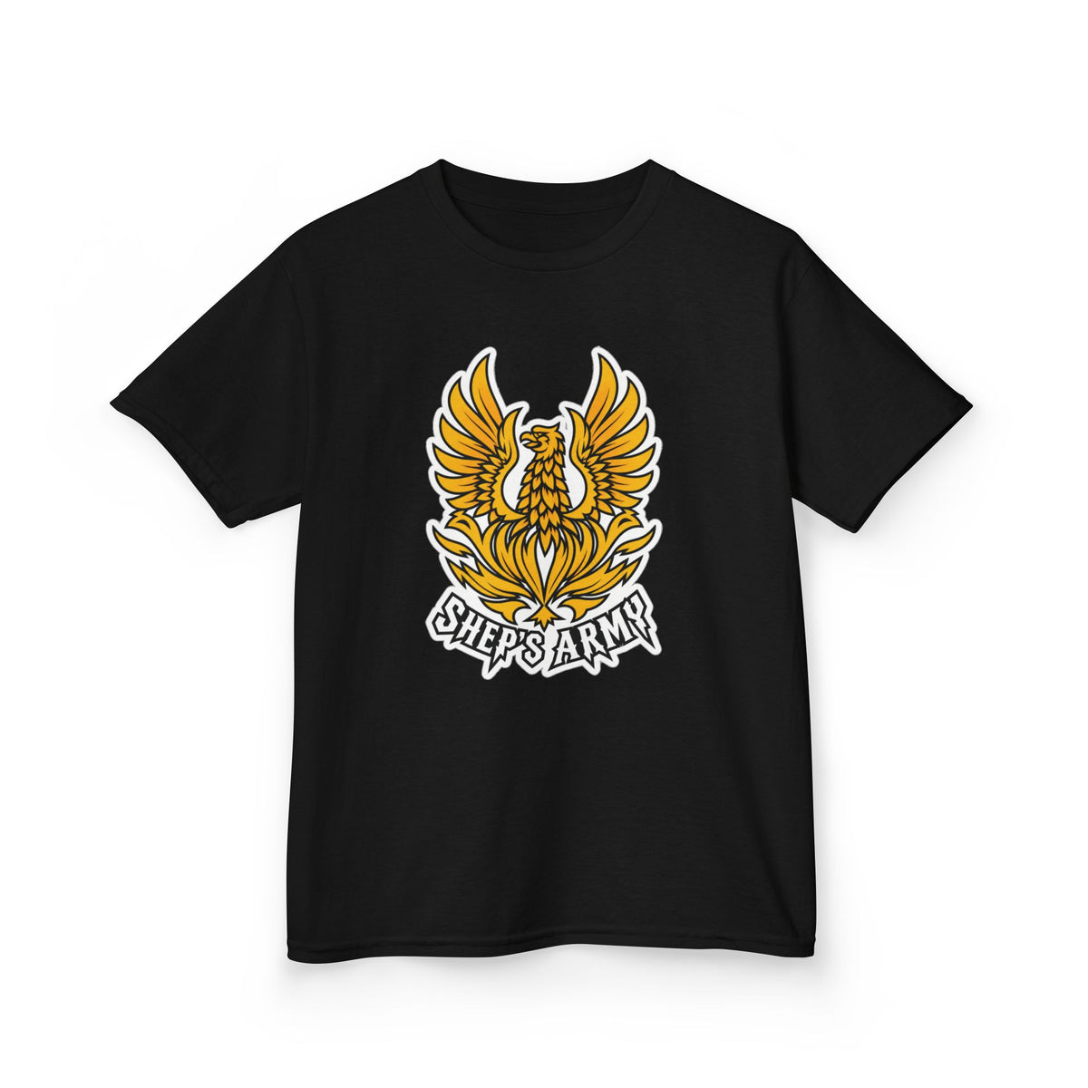 Golden Phoenix emblem Kids Tee | Shep's Army graphic