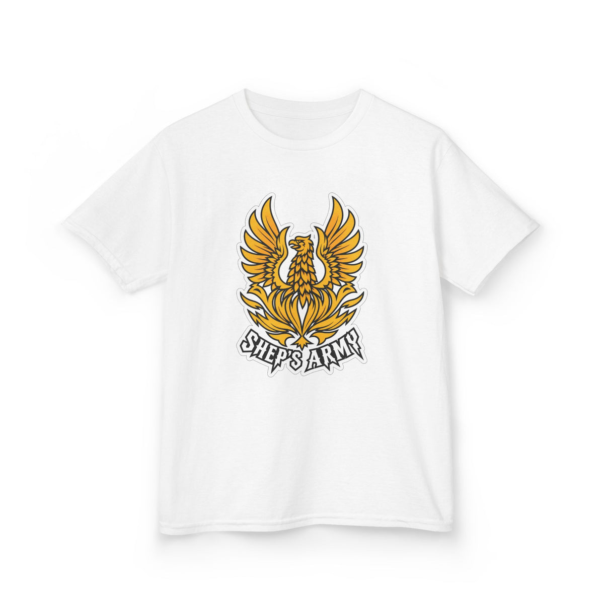 Golden Phoenix emblem Kids Tee | Shep's Army graphic