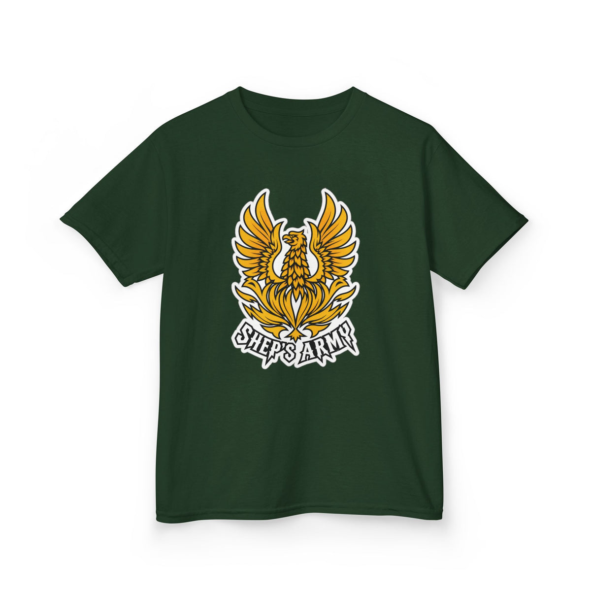 Golden Phoenix emblem Kids Tee | Shep's Army graphic